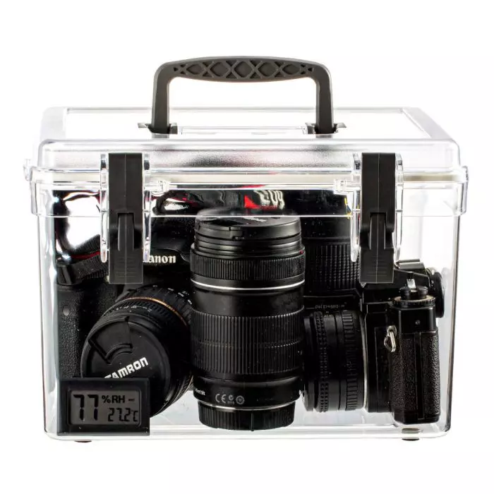 Maleta Portátil Dry Box Anti-Umidade com Cartão Higroscópico e Higrômetro 1